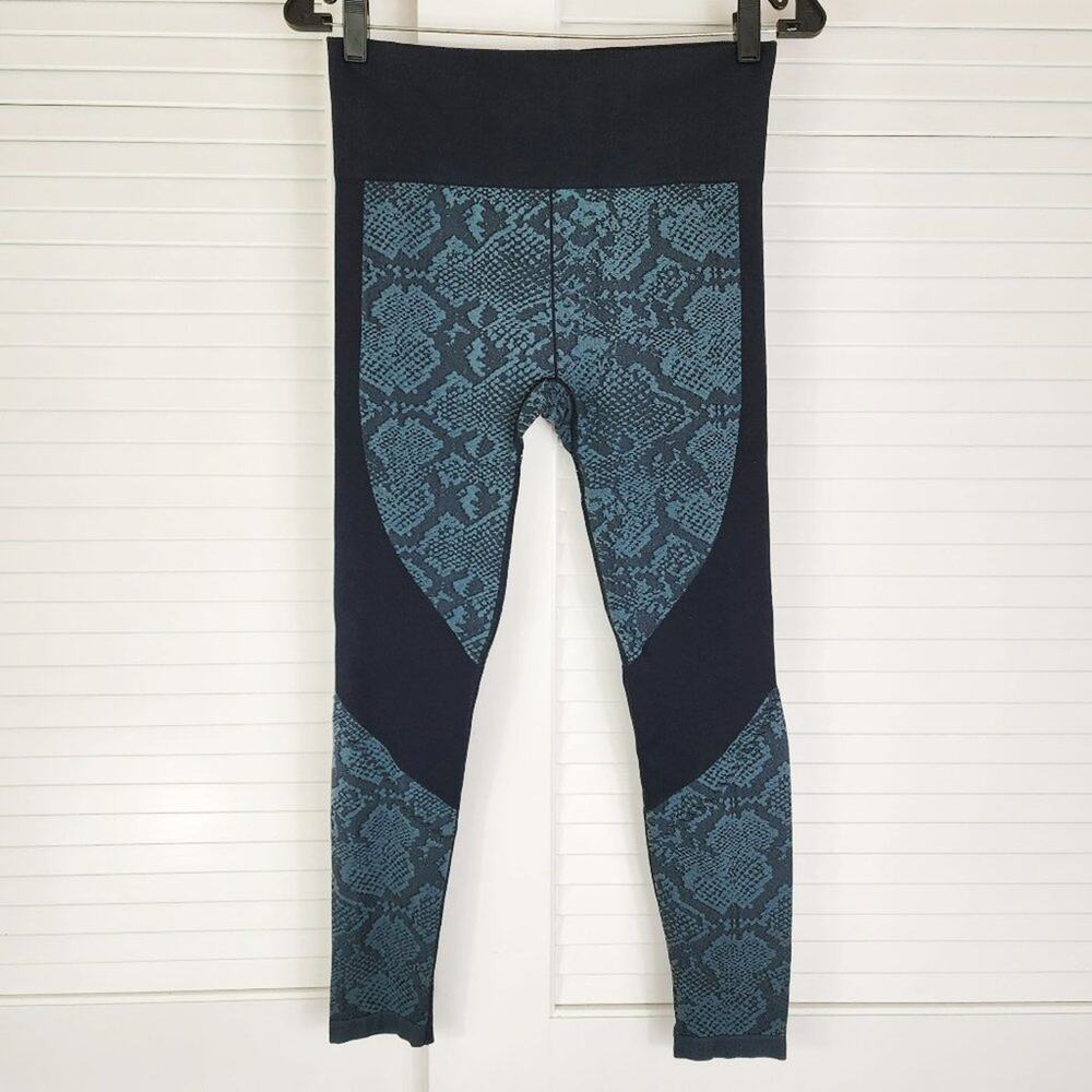 Joylab Leggings Women S High Waisted Snakeskin Teal Green and Black Color Block